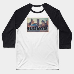 Greetings from Illinois - Vintage Travel Postcard Design Baseball T-Shirt